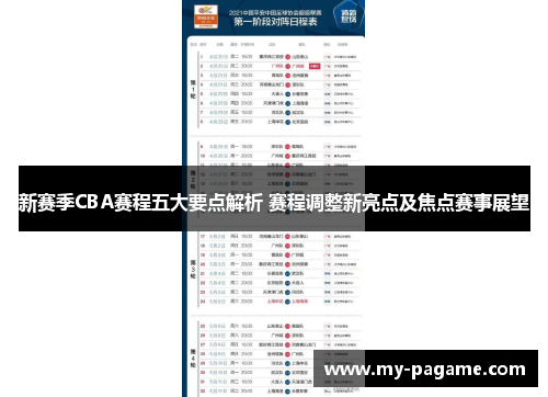 新赛季CBA赛程五大要点解析 赛程调整新亮点及焦点赛事展望 新赛季CBA赛程五大要点解析 赛程调整新亮点及焦点赛事展望