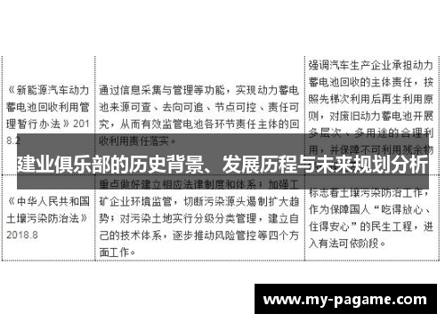 建业俱乐部的历史背景、发展历程与未来规划分析