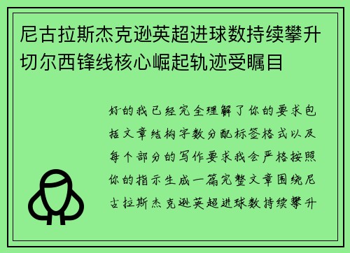 尼古拉斯杰克逊英超进球数持续攀升切尔西锋线核心崛起轨迹受瞩目 尼古拉斯杰克逊英超进球数持续攀升切尔西锋线核心崛起轨迹受瞩目