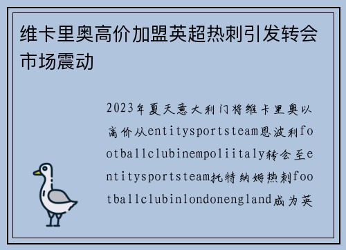 维卡里奥高价加盟英超热刺引发转会市场震动